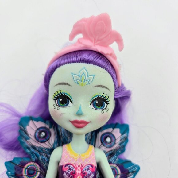 Doll Enchantimals Patter Peacock And Flap Figure Pet Mattel Blue Purple Hair Gar - Picture 4 of 8